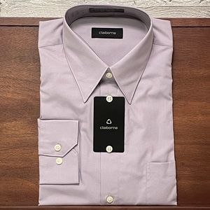 Vintage Claiborne Purple Dress Sport Shirt SZ L 16.5 34 35 Mens Career Buttons